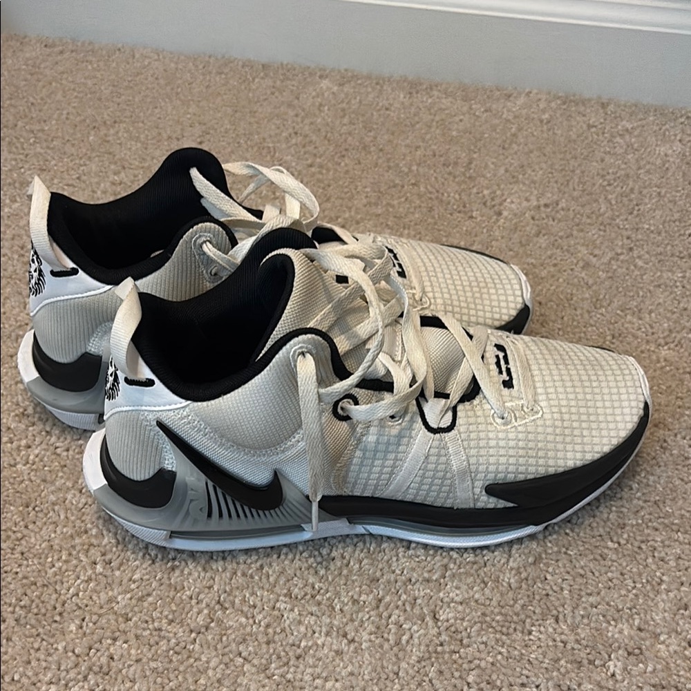 Nike White and Black LeBron basketball shoes